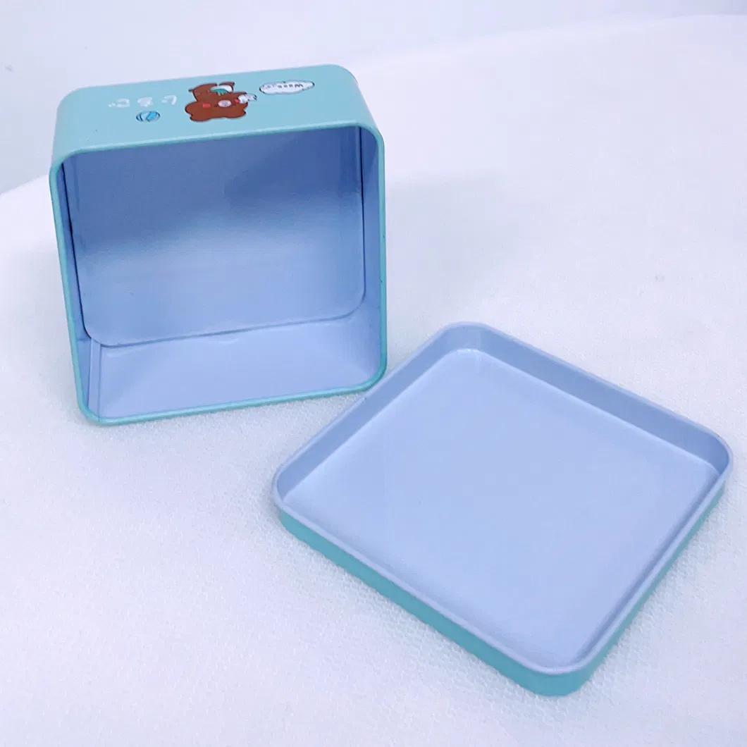 Cartoon Retro Mini Hairpin Accessories Square Tinplate Storage Tin Box