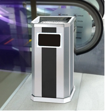 Customized Indoor Shopping Centres Small Stainless Steel Dustbin Black Ashtray Garbage Can