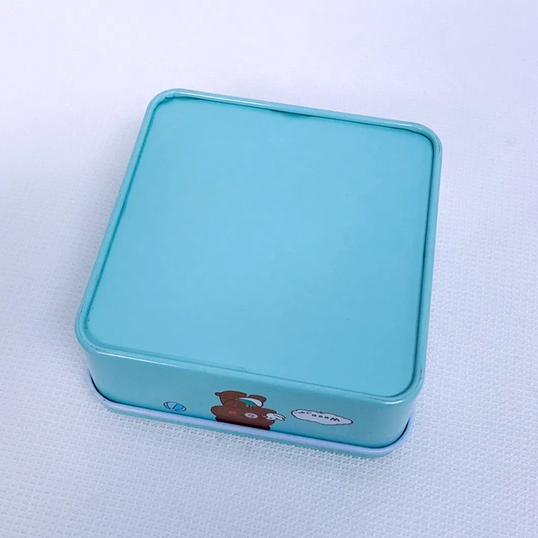Cartoon Retro Mini Hairpin Accessories Square Tinplate Storage Tin Box