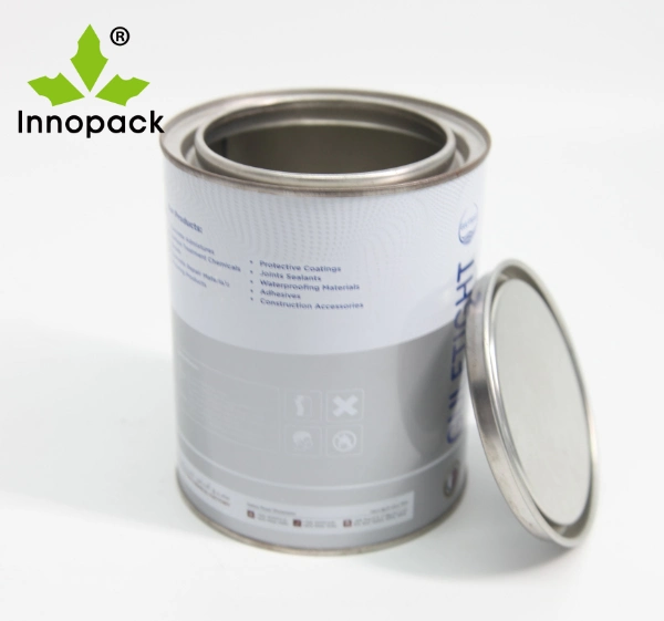 1lt Metal Tin Plated Container Round Paint Tin Can with Triple Tight Lid Manufacturer Wholesale