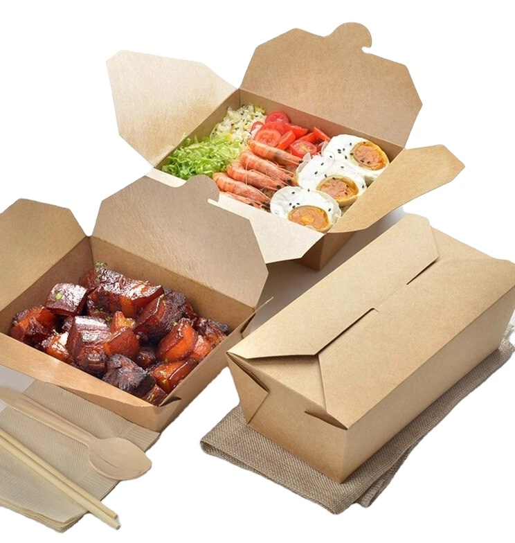 Degradable Takeaway Fast Food Packaging Food Container Paper Boxes Pizza Container Lunch Box Printing Book Service Puzzle Paper Box Burger Food Packaging