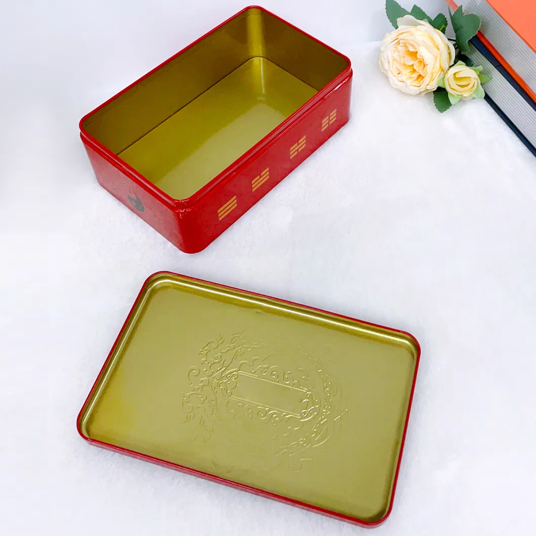 Large Capacity Rectangular Tinplate Box Tea Food Metal Tin Box Can