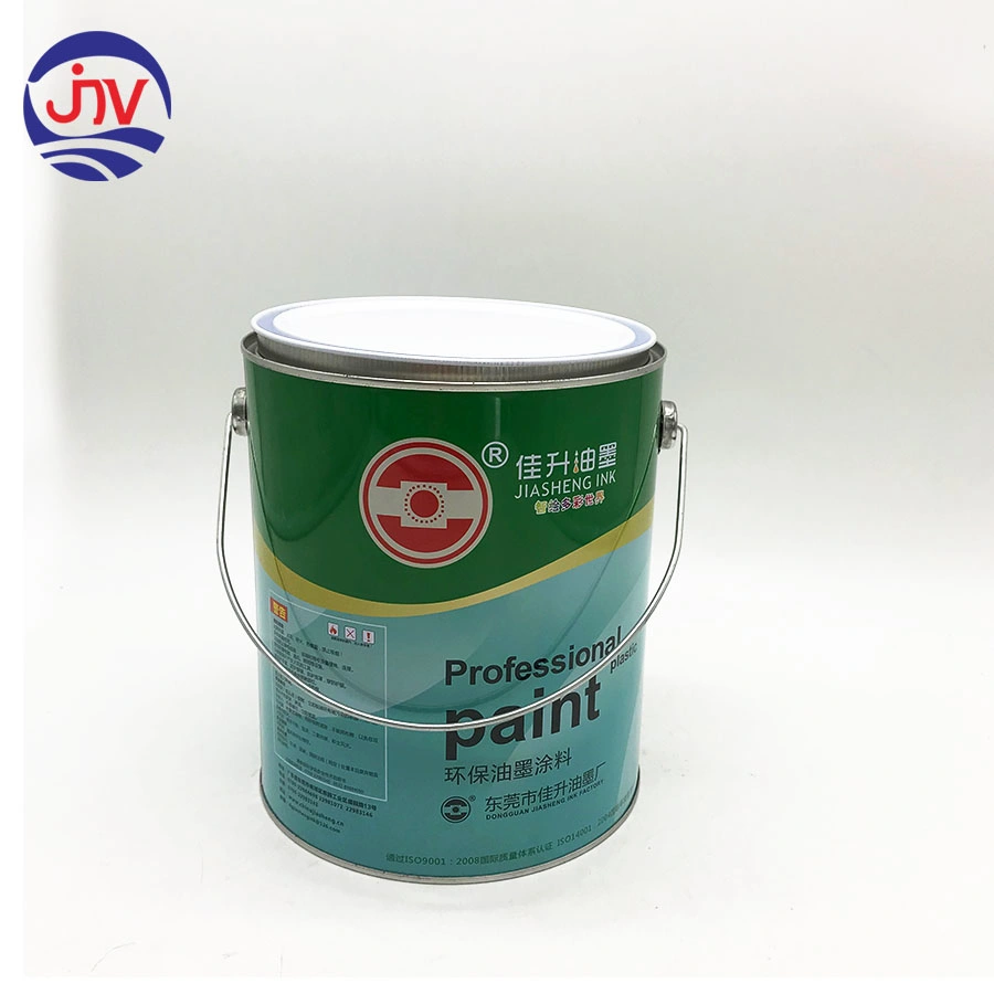 Round Metal Tin Can with Pry Cover and Plastic Handle