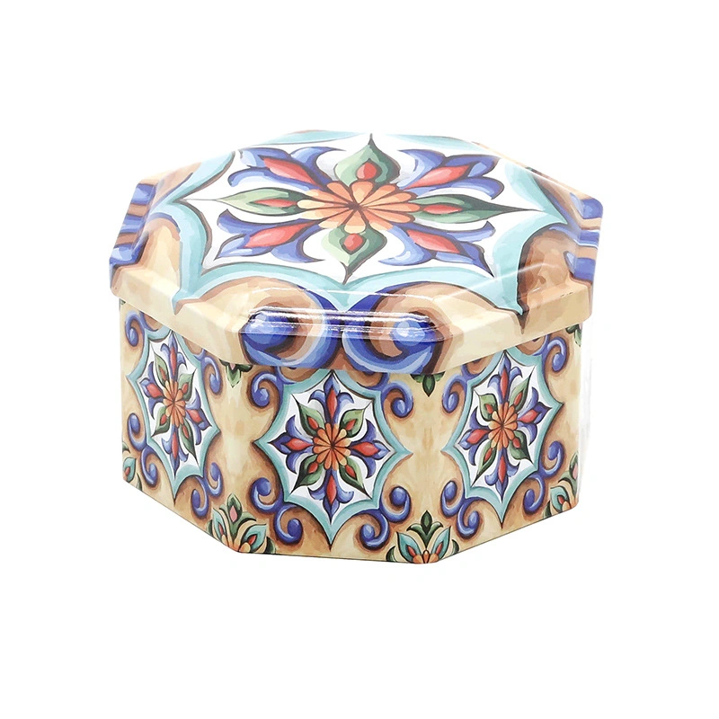 Octagonal Tinplate Box Moroccan Style Biscuit Candy Tin Box