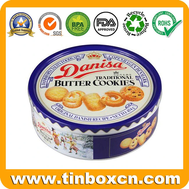 Custom Metal Box Round Biscuit Can Cookies Tin for Food Packaging