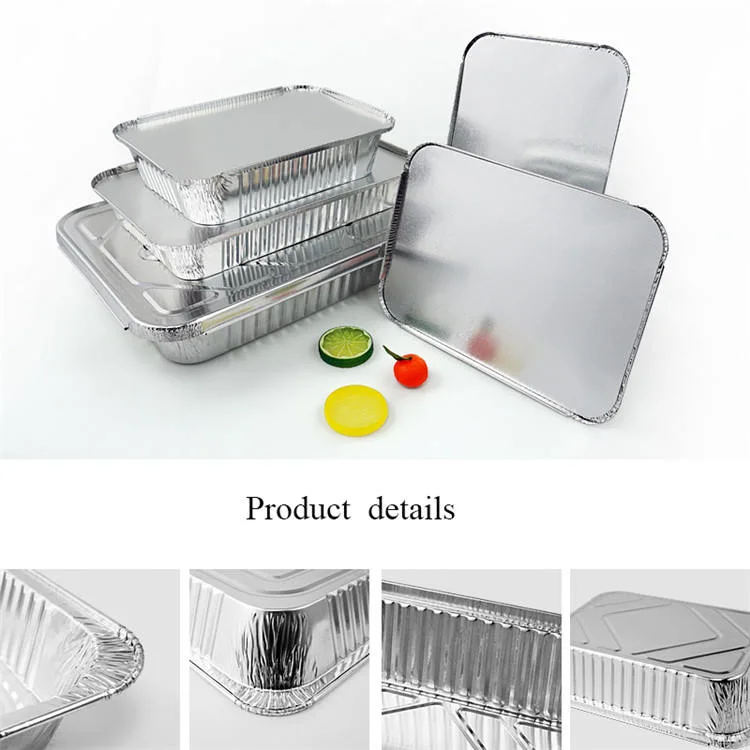 Square Aluminum Foil Insulation Tin Foil Box Disposable Takeaway Packaging