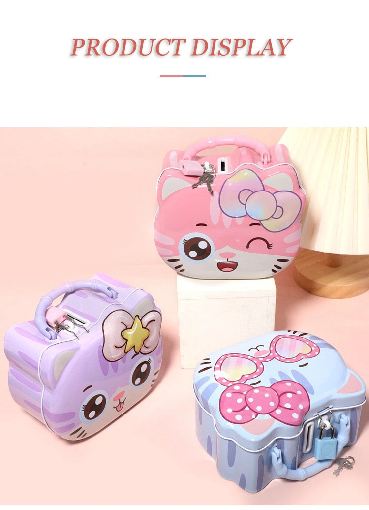 Large Capacity Cartoon Metal Tin Box Piggy Bank Gift Box