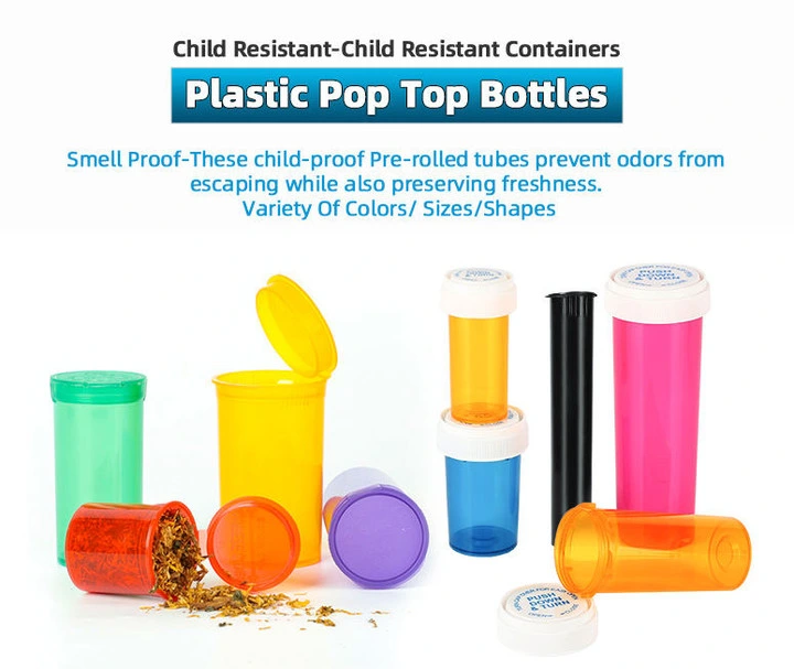 Hempacka Wholesale Small 116mm Air Tight Smell-Proof Child Resistant Cr Plastic Container Tube Pop Top Tubes