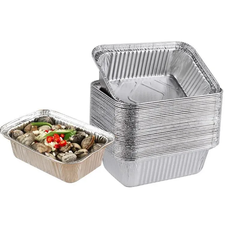 100PCS 450ml 150X120X48mm Aluminium Foil Container Aluminum Tray for Food Tin Foil Tray