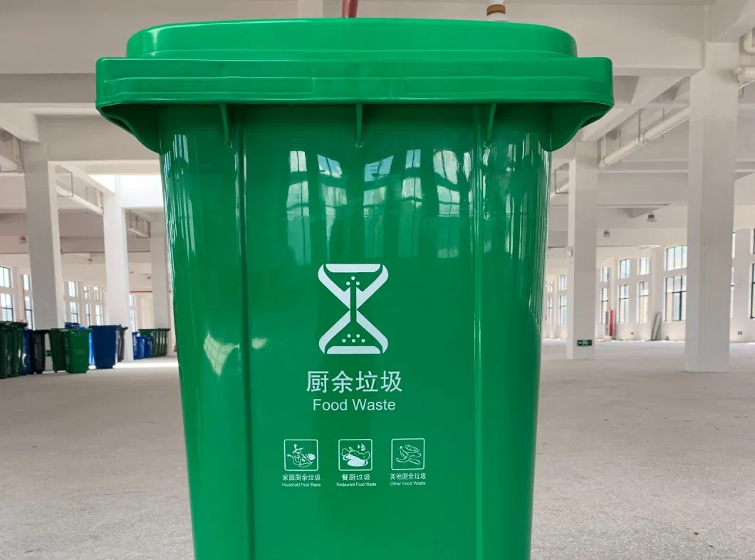 240L Virgin HDPE Customized Color Mobile Wheeled Recycle Plastic Dustbins Garbage Waste Bin Park Large Trash Can