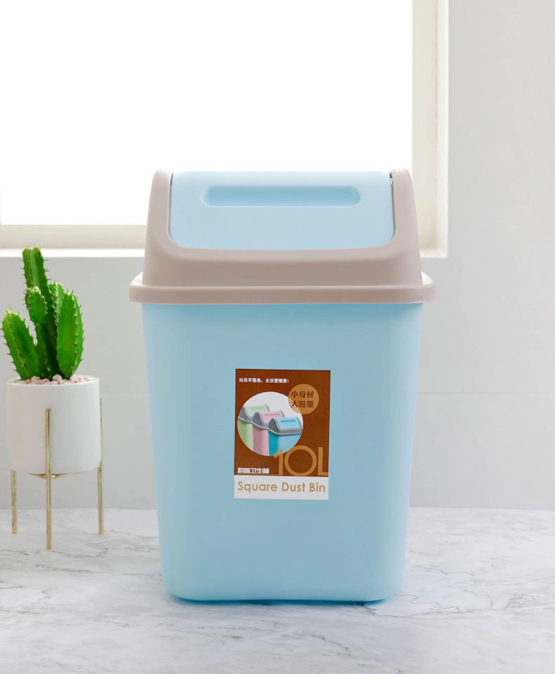 Large Capacity Household Garbage Bin Home Office Solid Color Waste Bin Shaking Lid Trash Can