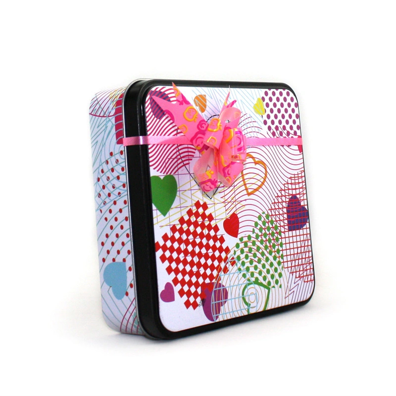 Custom Square Biscuit Cookie Packaging Health Products Storage Metal Gift Tin Box