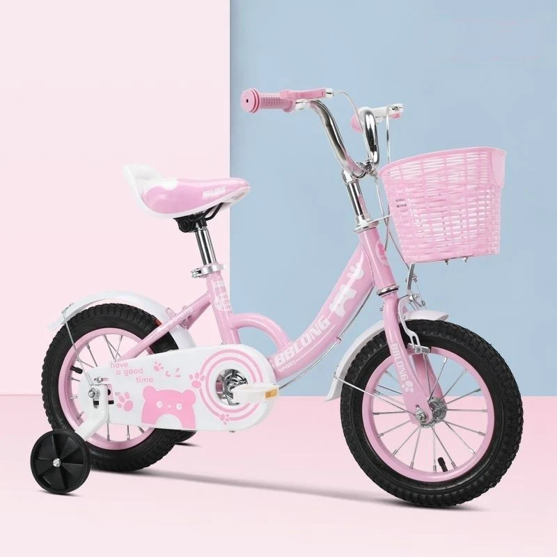 Children&prime;s Bicycle with Training Wheels New Male and Female Baby Bikes 3~12 Little Princess Light Bicycle Belt