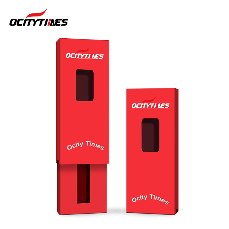 Ocitytimes Custom Empty Cartridge Vaporizer 600puffs Disposable Vape Metal Hard Paper Packaging