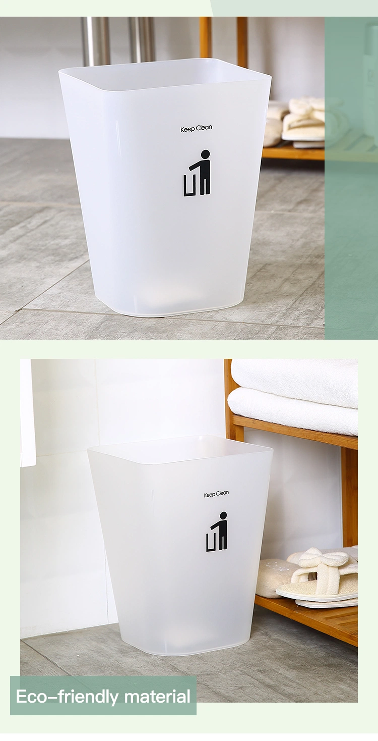 Household PP Trash Can for Bathroom Kitchen Thickness Standing Garbage Can Paper Rubbish Can 12L Plastic Trash Bin