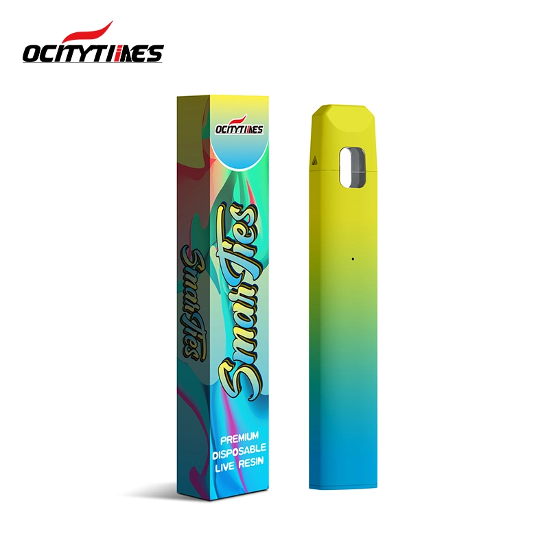 Ocitytimes Custom Empty Cartridge Vaporizer 600puffs Disposable Vape Metal Hard Paper Packaging