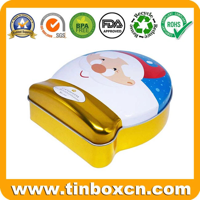 Decorative Metal Tin Can Christmas Chocolate Tin Box with Golden Bottom for Xmas Festival Gift Candy