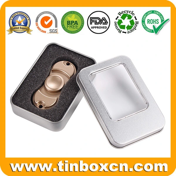 Empty Metal Tin Box with Transparent Window for Finger Fidget Spinner