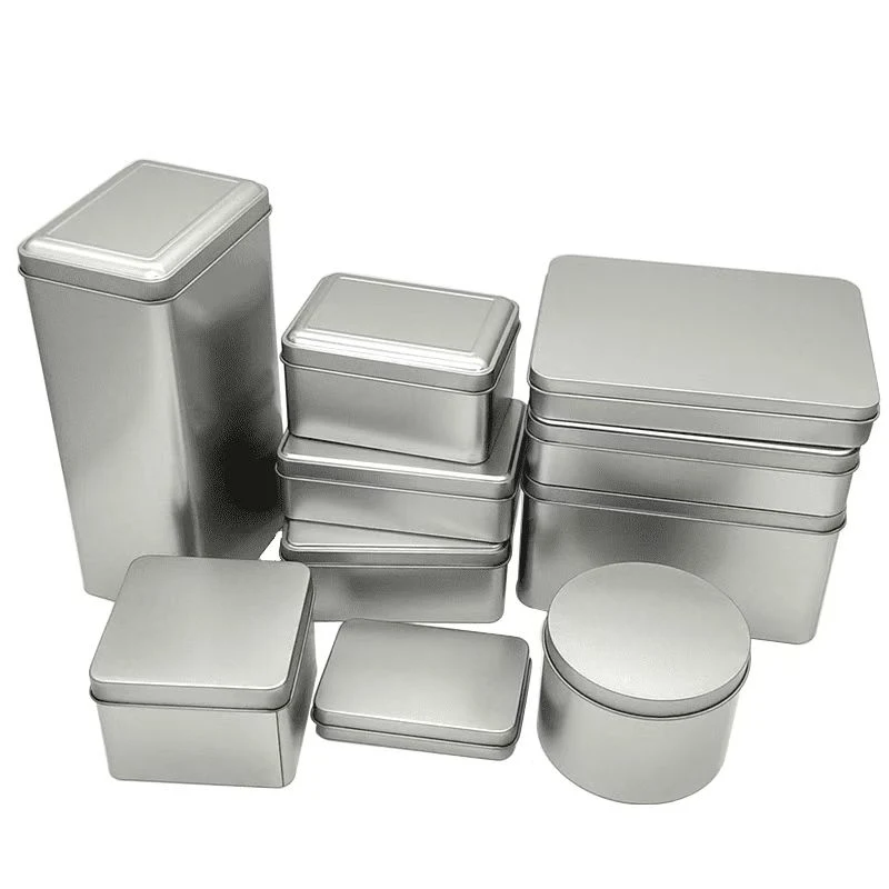 Metal Rectangular Empty Hinged Tins, Mini Portable Box Containers, Tin Boxes with Hinged Lids, Small Tins for Storage Home Organizer