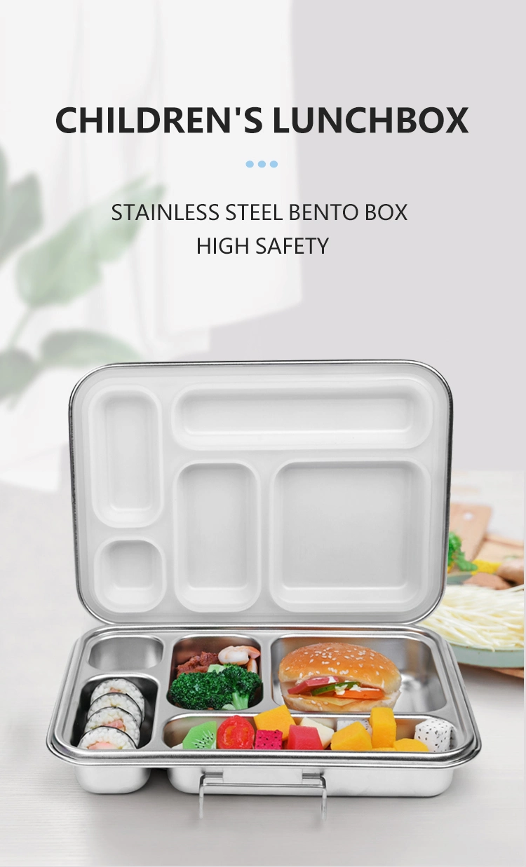Aohea Kids Tin Lunch Box 5 Sections Bento Box Plant Stainless Steel Bento Lunch Box
