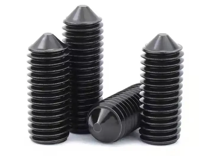 Black Carbon Steel Headless Hex Recessed with Cone Point Set Screws DIN914