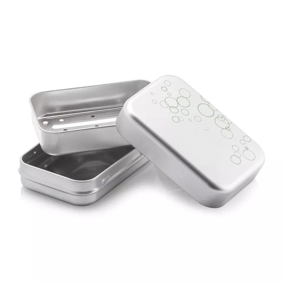 Custom Metal Soap Holder Travel Box Rectangle Aluminum Soap Tin Box with Drainer