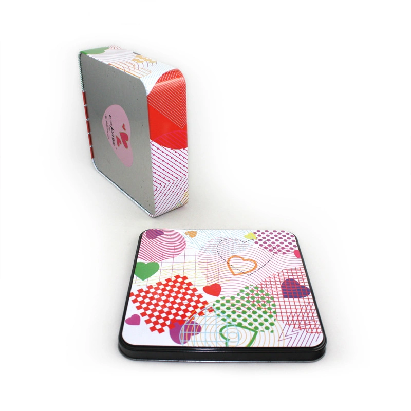 Custom Square Biscuit Cookie Packaging Health Products Storage Metal Gift Tin Box