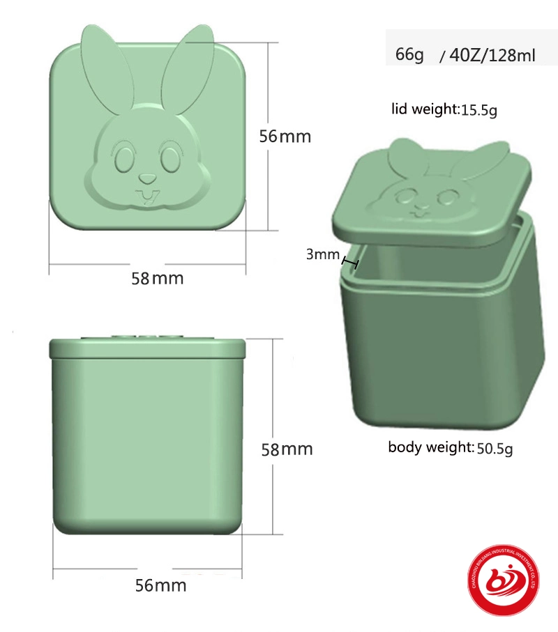 Safe Silicone Food Snack Tin Vacuum Thermal Leak Proof Storage Boxes Lunch Bento for Kids Bunny Cute Cartoon