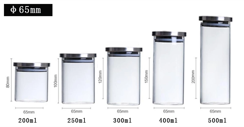 Factory Price Household Kitchen High Borosilicate Glass Storage Jars Clear Food Storage Glass Canister Container with Metal Lid