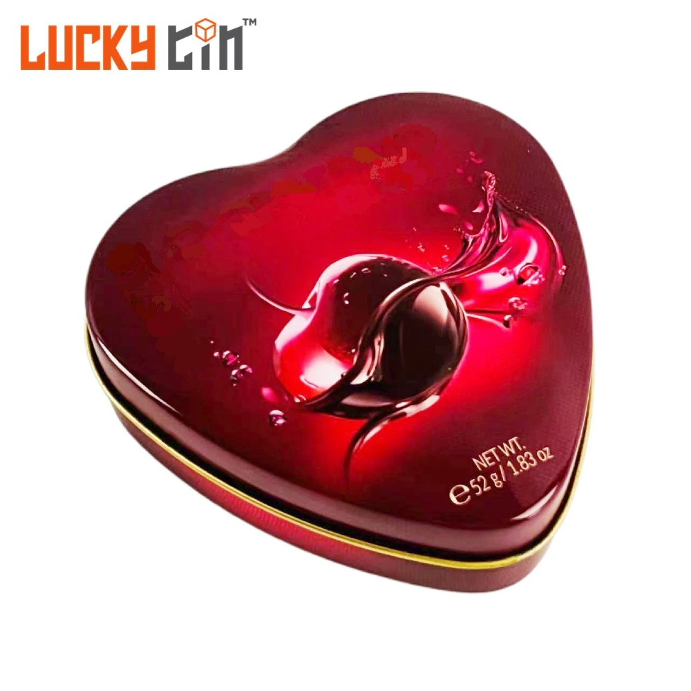 Custom Tinplate Valentine Day Packaging Black Heart Shaped Metal Box Food Packaging Vold Tin Jar