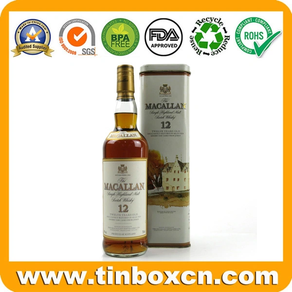 Empty Square Whisky Metal Tin Can for Wine Bottle Packaging Box