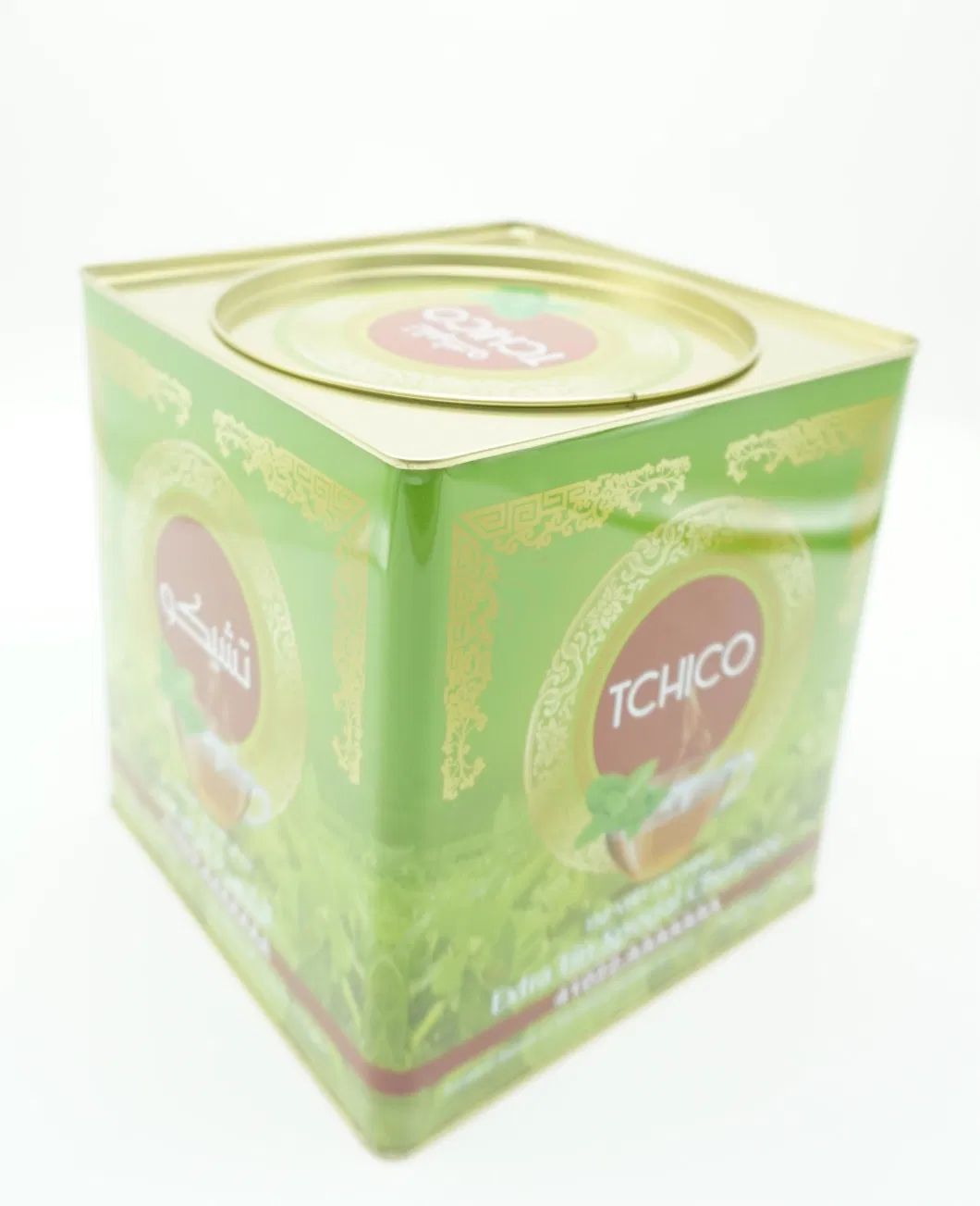 2kg Square Black Green Tea Coffee Tin Metal Can