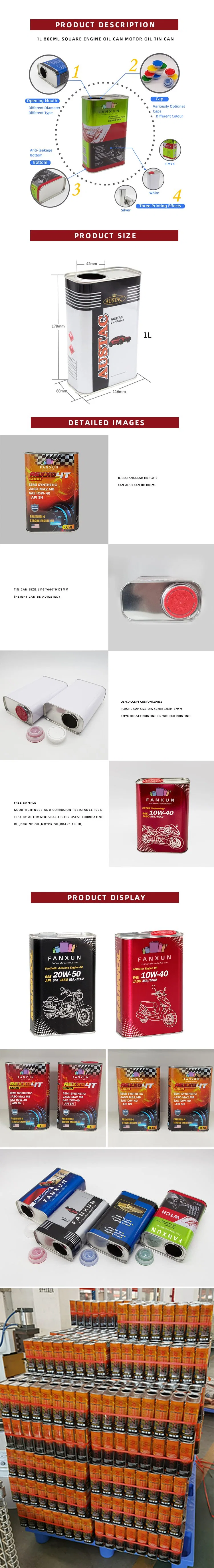 1 Litre Square Paint Tin Can 1L Rectangular Metal Cans for Car Paint Packaging