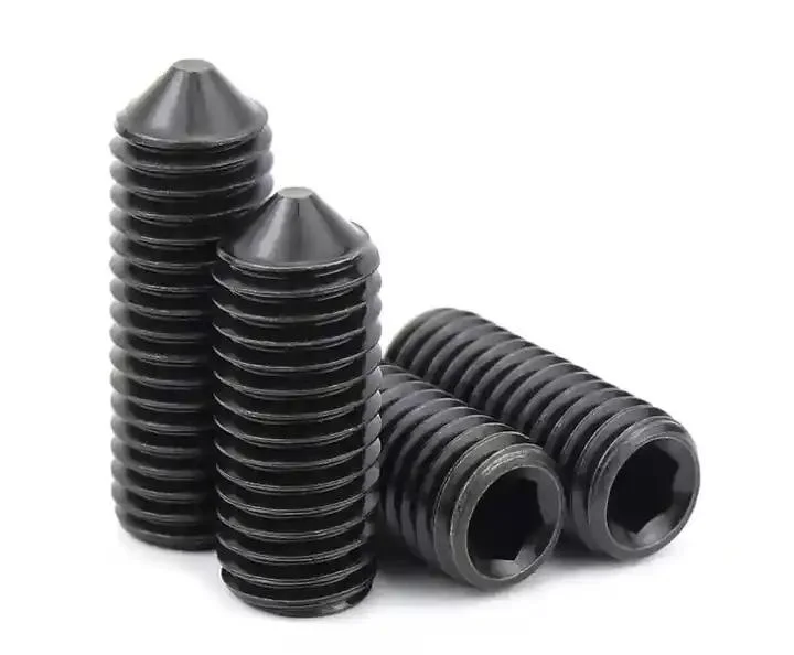 Black Carbon Steel Headless Hex Recessed with Cone Point Set Screws DIN914