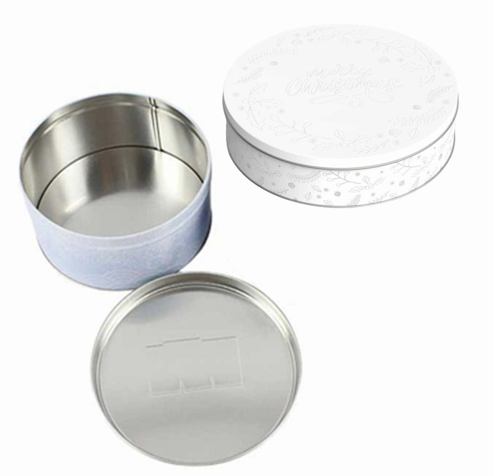 Factory Custom Tinplate Storage Container Large Round Metal Box Empty Tin Can for Cake Cookie