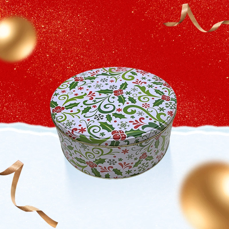 New Round Chocolate Tinplate Products Christmas Tin Box Metal Packaging