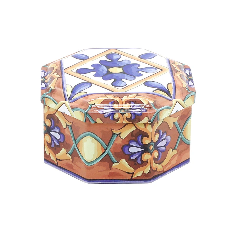 Octagonal Tinplate Box Moroccan Style Biscuit Candy Tin Box