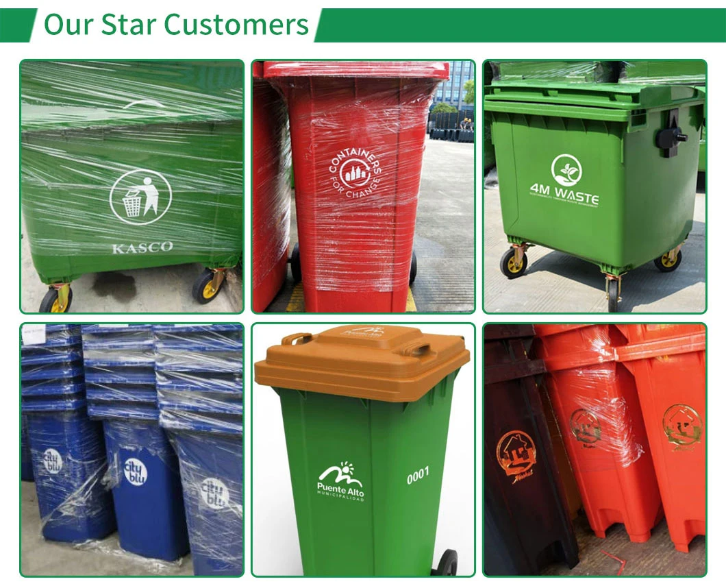 Custom Size Outdoor 120L/ 240L/360L/660L Garbage Bin Green Small Pedal Rubbish Bins HDPE Recycle Plastic Trash Waste Dustbin Wheeled Trash Can Supplier