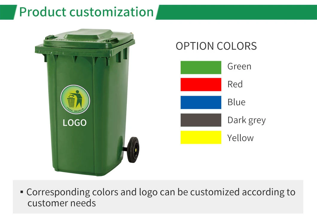 Cheap Price Plastic Waste Bin 240L/120L Green Blue Yellow Red Gray Black Color Garbage Can