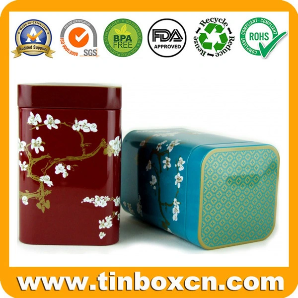 Square Metal Tin Box Tea Packaging for Food Tea Caddy