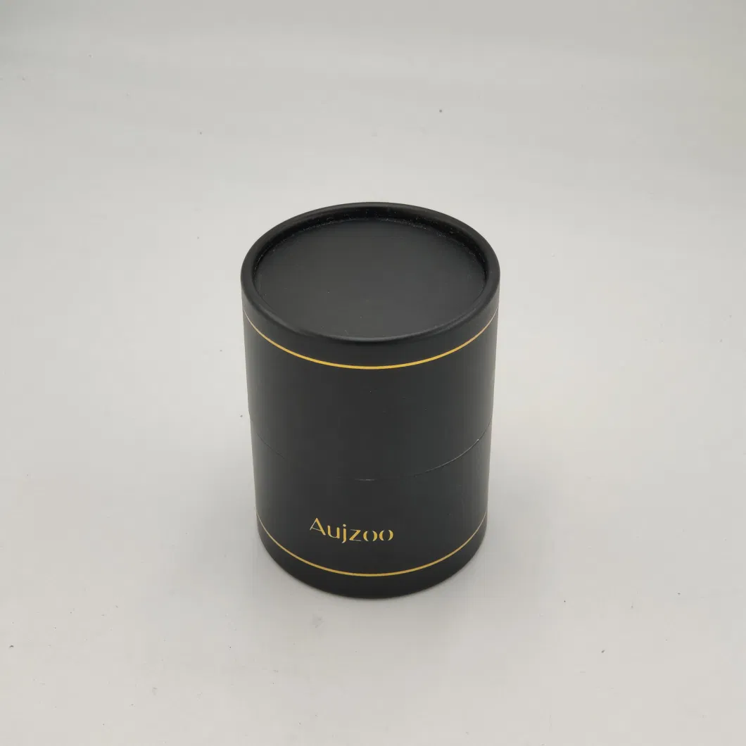 Luxury Gold &amp; Black Cardboard Packaging Box Tube Packing Cylindrical Box Can with Custom Logo