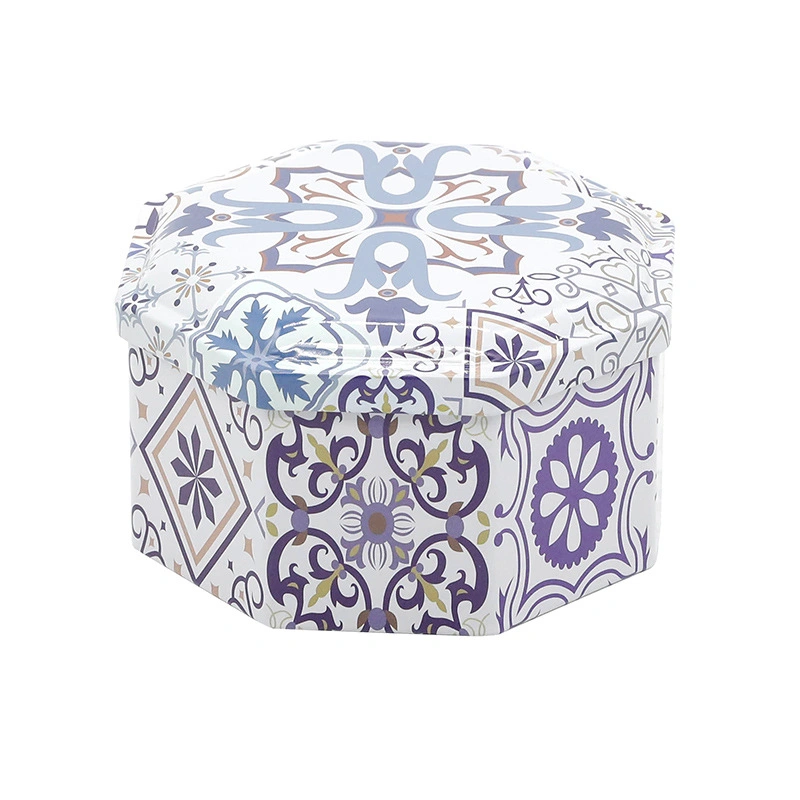 Octagonal Tinplate Box Moroccan Style Biscuit Candy Tin Box