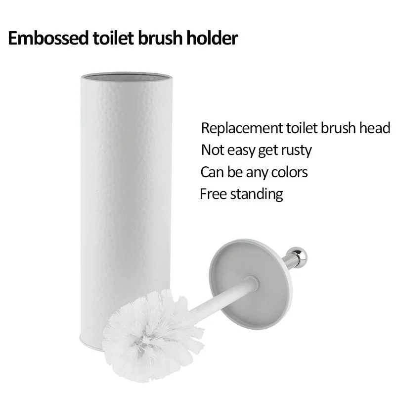 Embossing Design 12L Free Standing Trash Can with Toilet Brush Holder