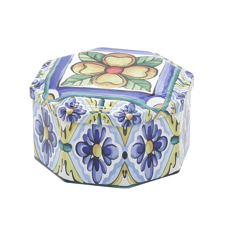 Octagonal Tinplate Box Moroccan Style Biscuit Candy Tin Box