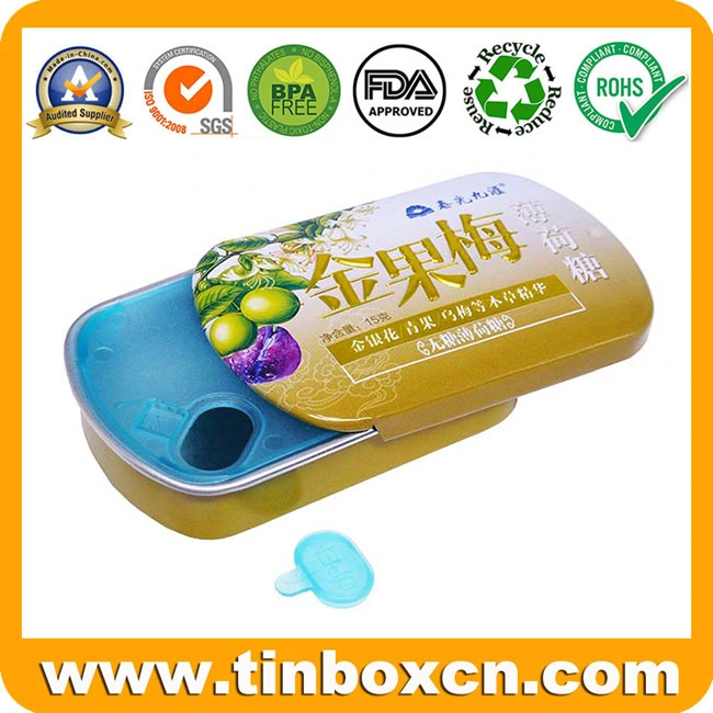 Sliding Metal Box Slide Mint Tin with Inserts for Pill Medicine Candy