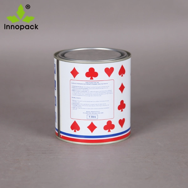 1L Printed Cycle Round Metal Tin Can with Lid