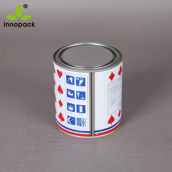 1L Printed Cycle Round Metal Tin Can with Lid