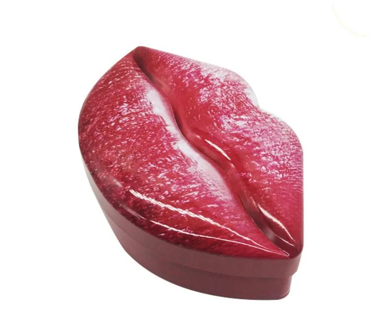 Custom Lip Shape Red Color Iron Box Cosmetics Eye Shadow Lipstick Tin Box