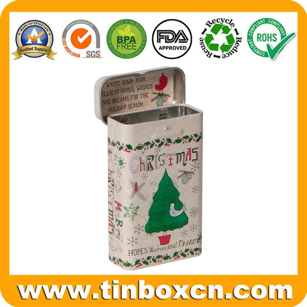Rectangular Hinged Tin Box for Mint and Gum, Candy Tin