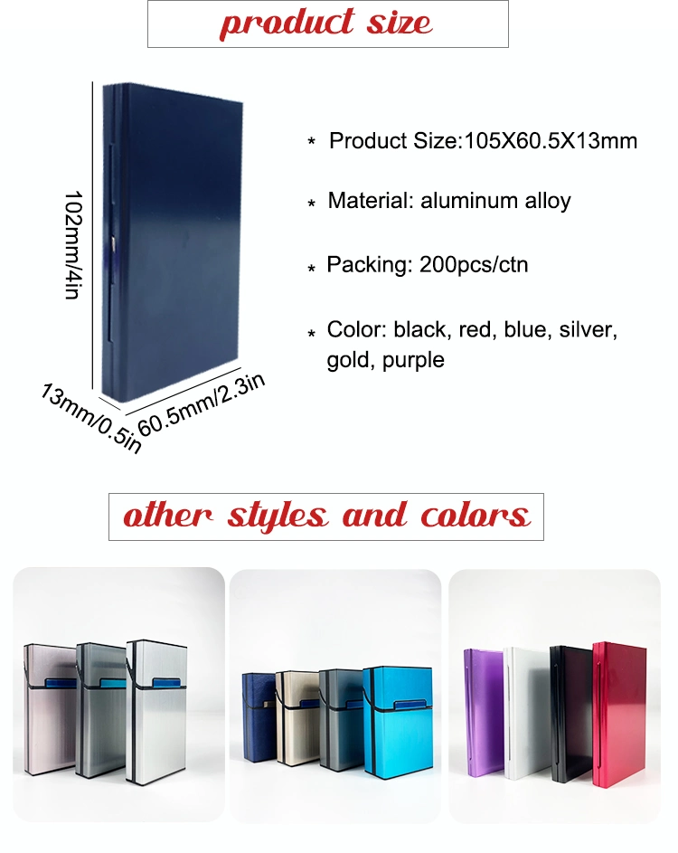 Custom Metal Aluminium 20PCS Smoking Cigarette Holder Pre Roll Box Packaging